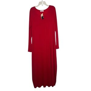 Bryn Walker Womens Philippa Dress Firelight Red Size Medium Long Sleeve Maxi NWT